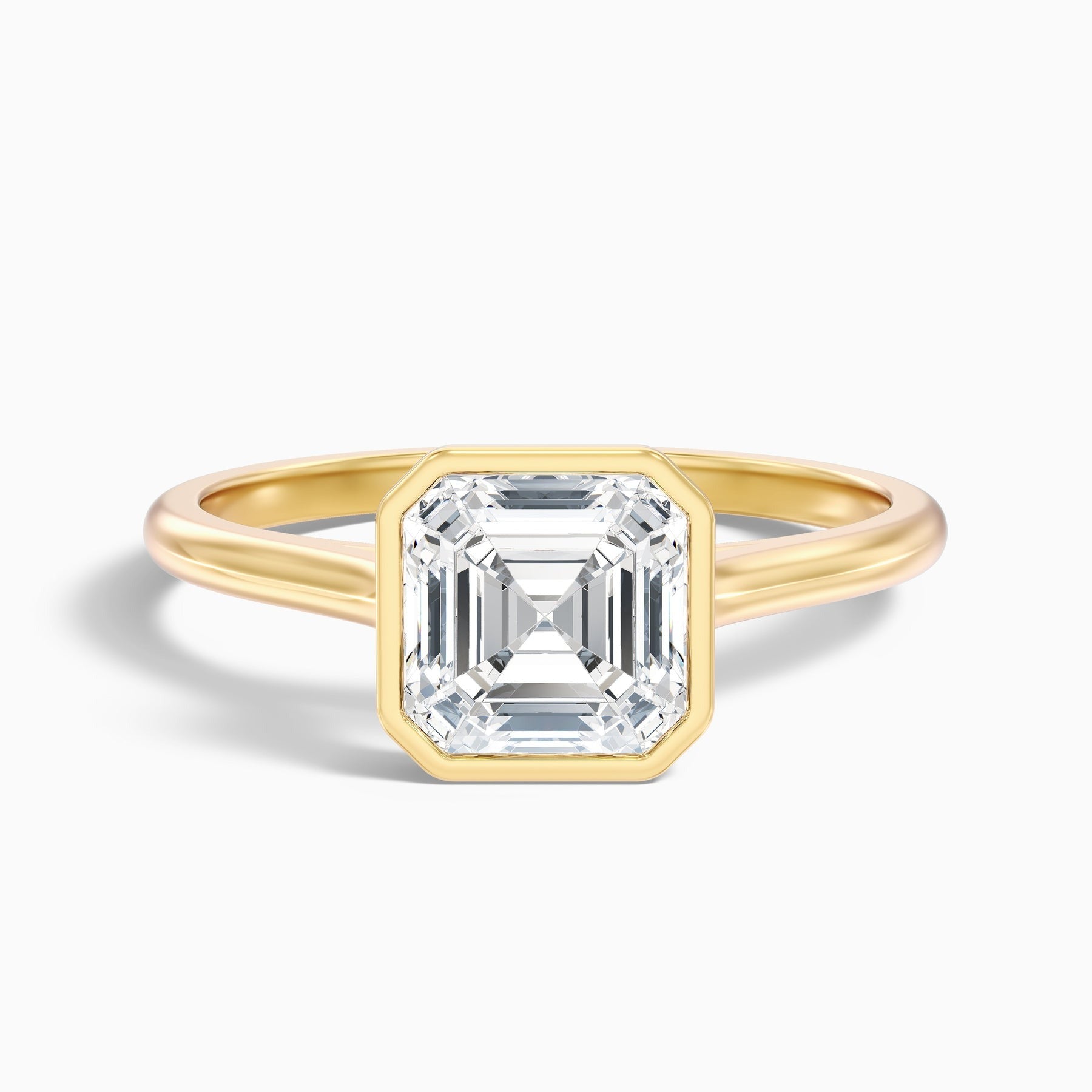 Frostara Asscher Cut Lab Grown Diamond Bezel Set Engagement Ring