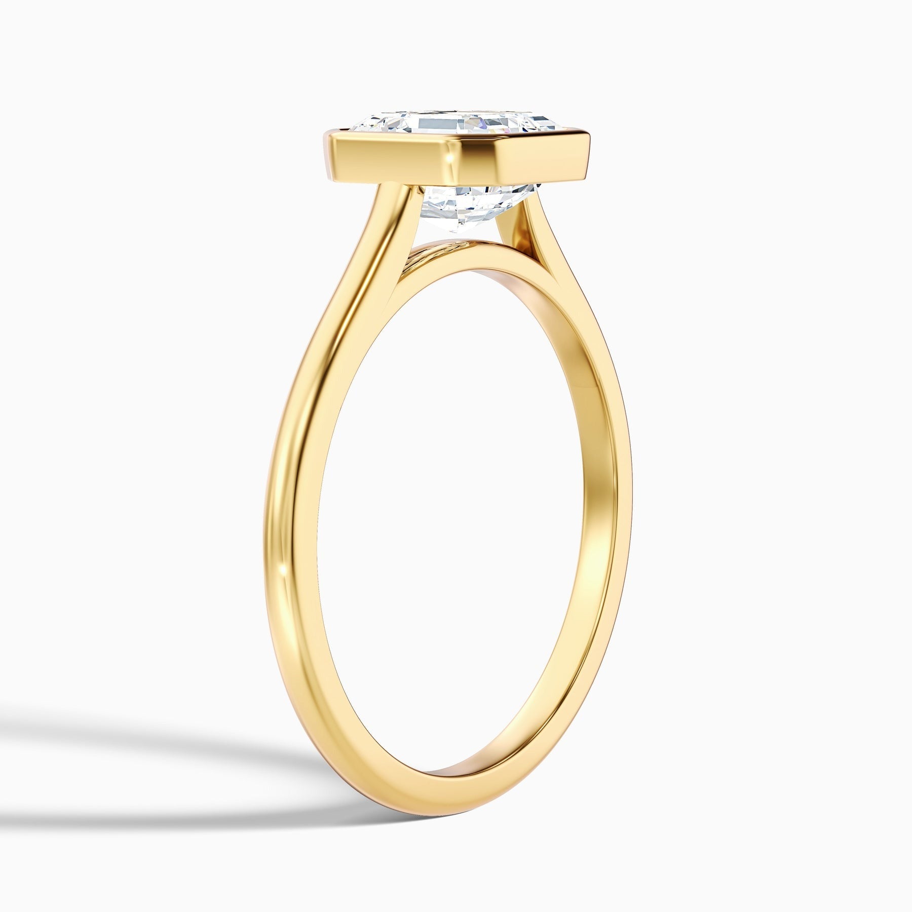 Frostara Asscher Cut Lab Grown Diamond Bezel Set Engagement Ring