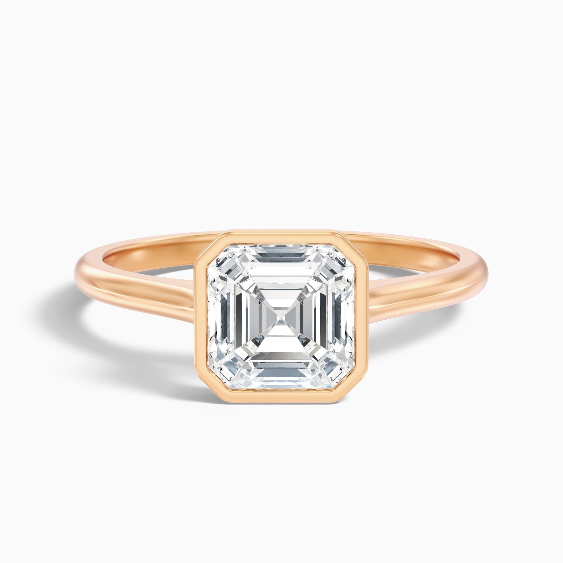 Frostara Asscher Cut Lab Grown Diamond Bezel Set Engagement Ring