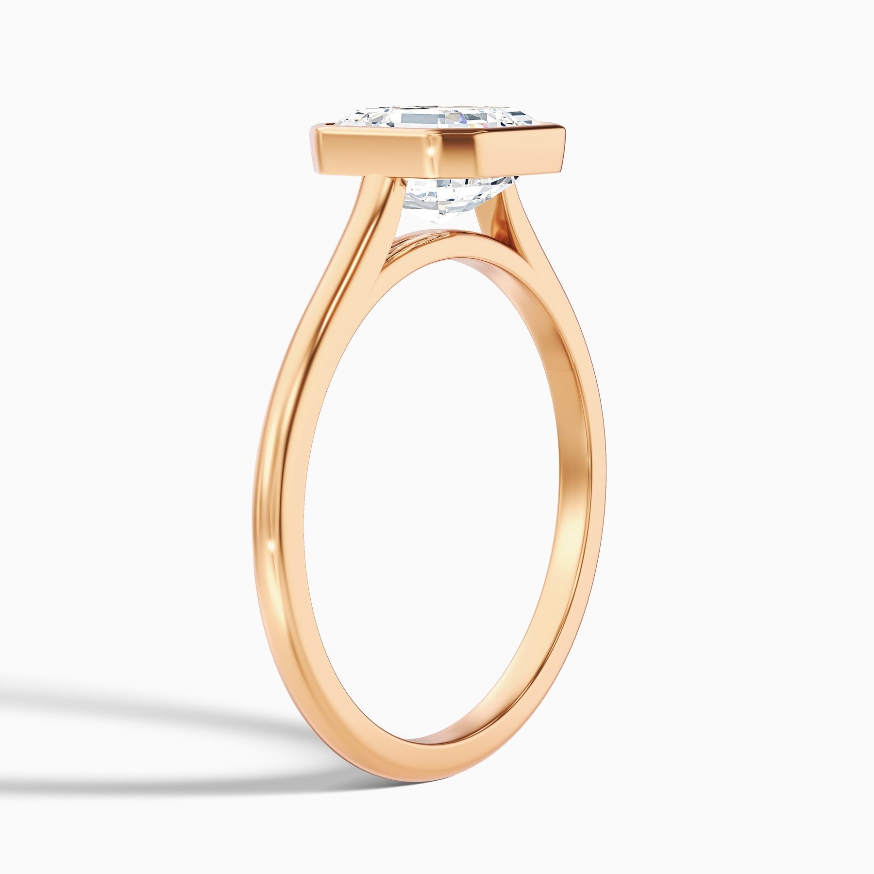 Frostara Asscher Cut Lab Grown Diamond Bezel Set Engagement Ring