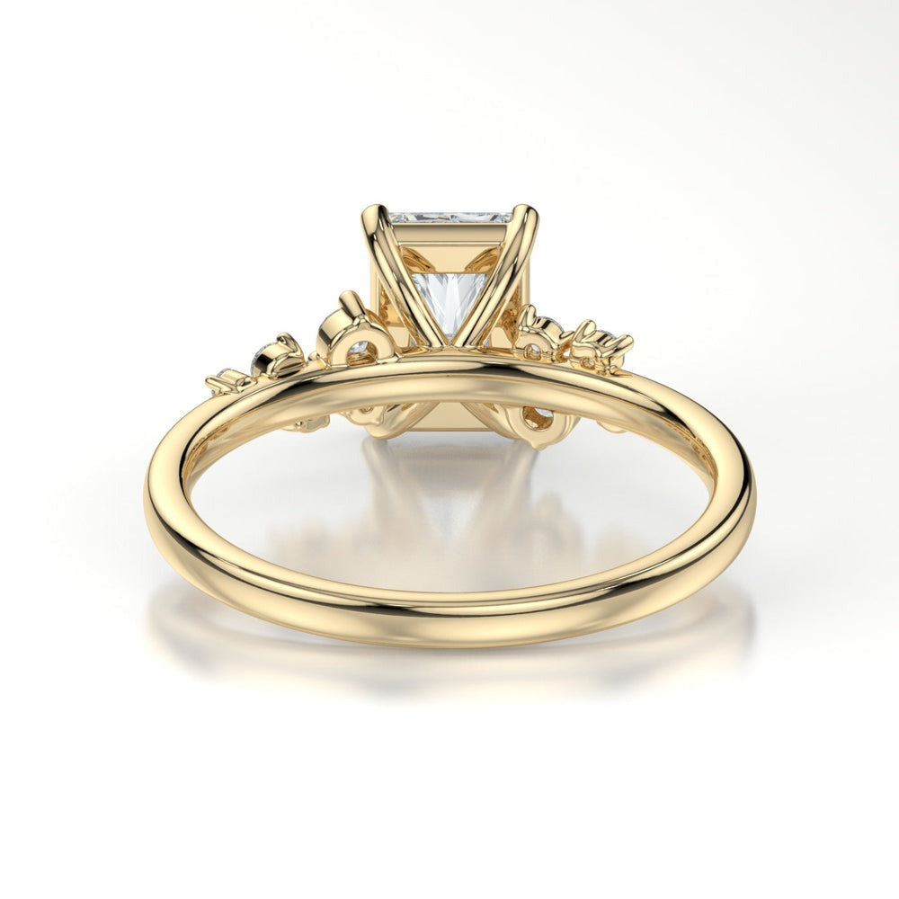 Frosted Petals Radiant Moissanite Engagement  Ring