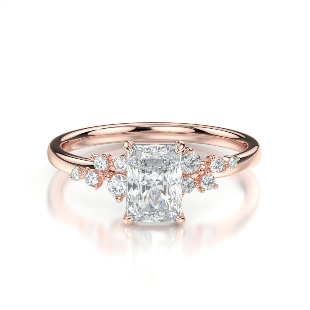 Frosted Petals Radiant Moissanite Engagement  Ring