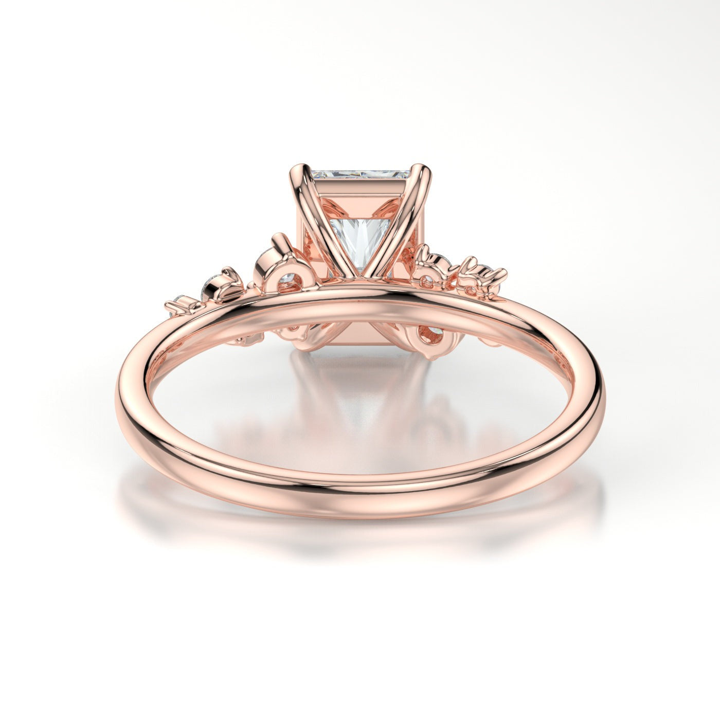 Frosted Petals Radiant Moissanite Engagement  Ring