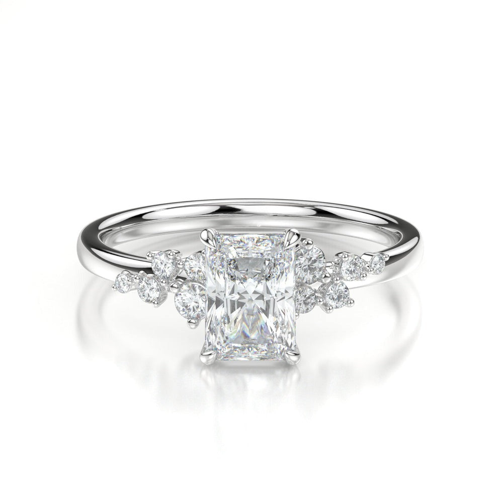 Frosted Petals Radiant Moissanite Engagement  Ring