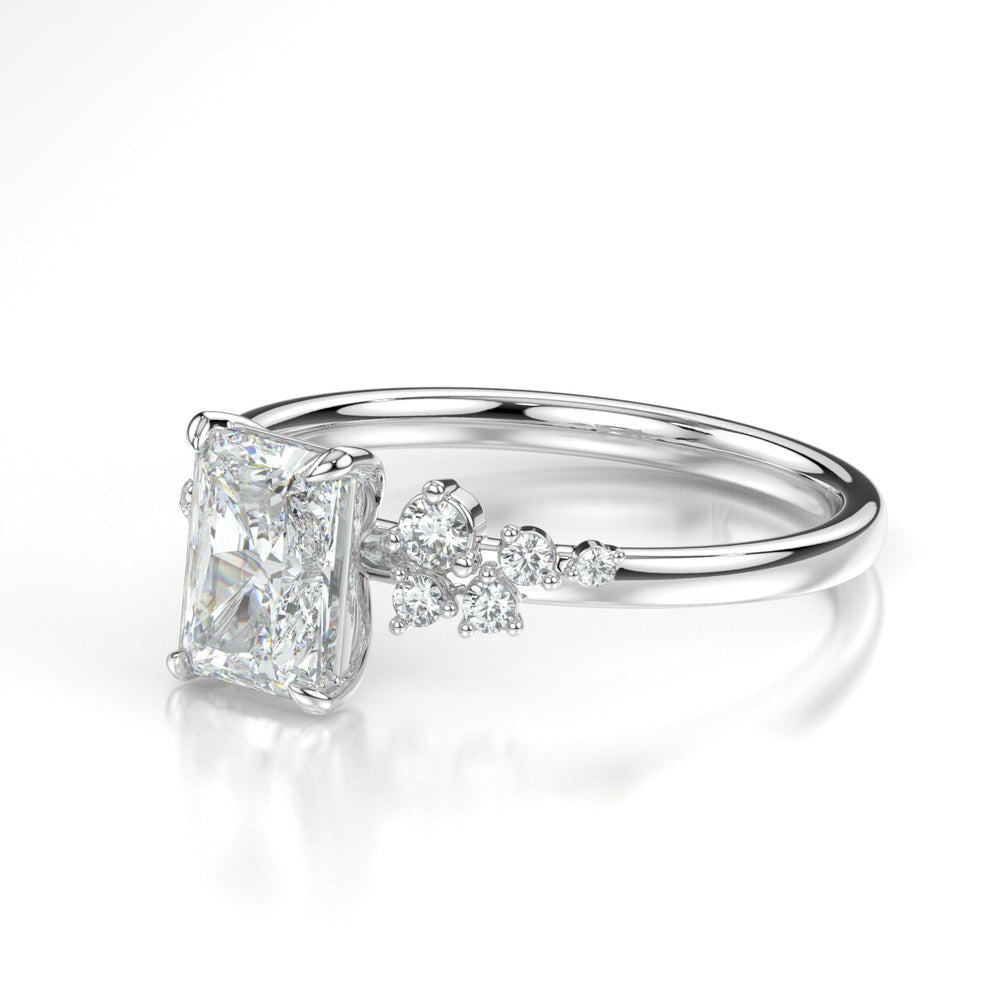 Frosted Petals Radiant Moissanite Engagement  Ring