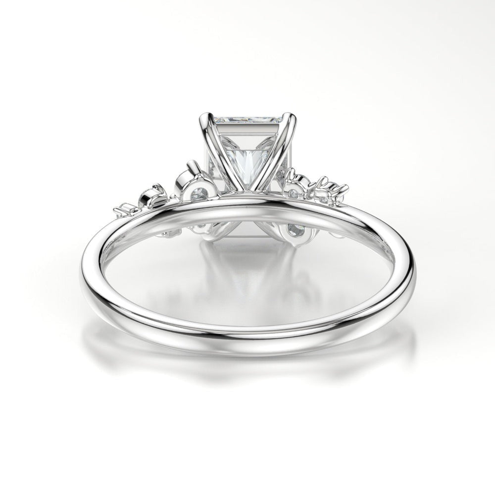 Frosted Petals Radiant Moissanite Engagement  Ring