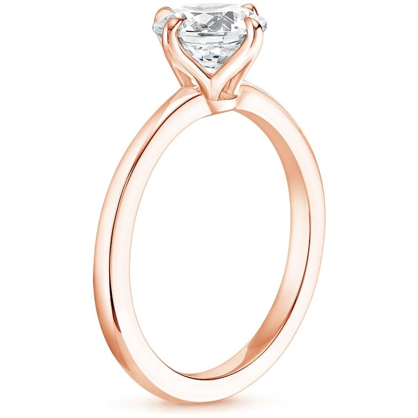 Frosty 4-Prong Round Solitaire Moissanite Engagement Ring Rose Gold