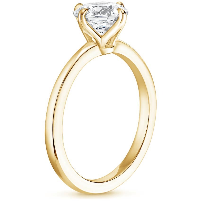 Frosty 4-Prong Round Solitaire Moissanite Engagement Ring Yellow Gold