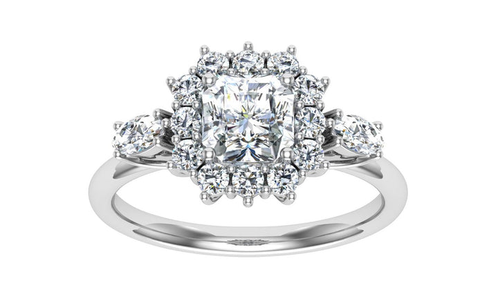 Glimpse Asscher Cut Halo Moissanite Engagement Ring White Gold