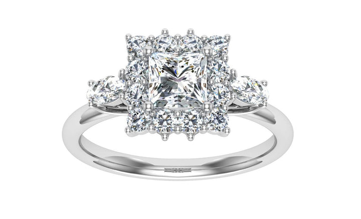 Cipher Princess Cut Halo Moissanite Engagement Ring White Gold