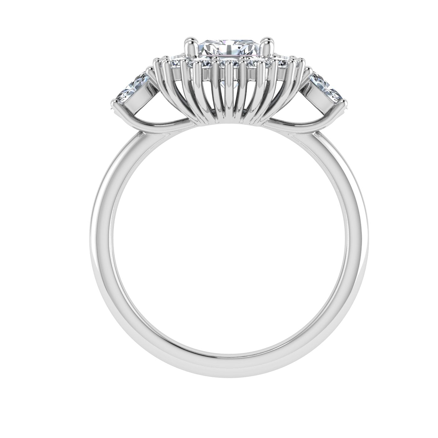 Galactical Radiant Cut Halo Moissanite Engagement Ring White Gold