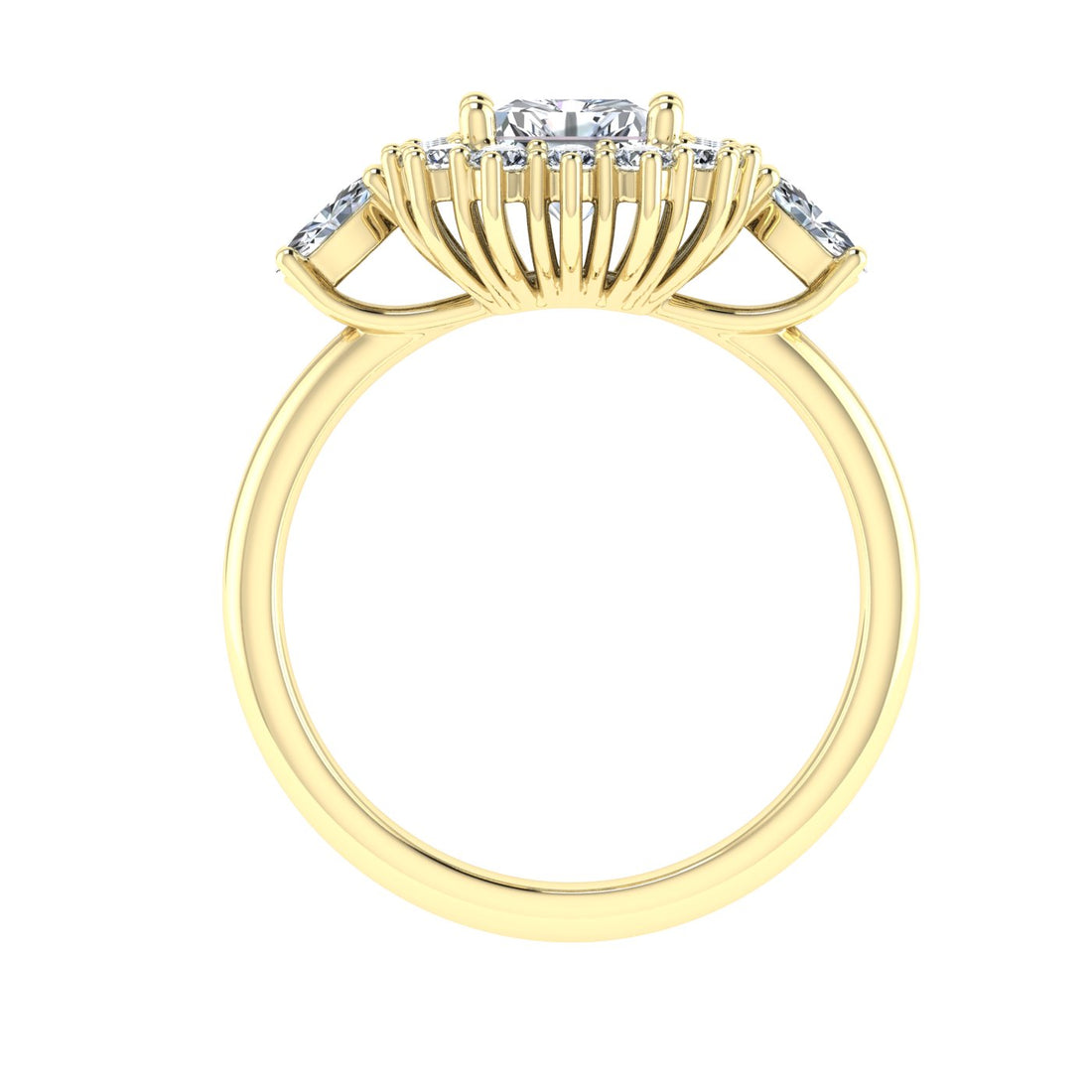 Galactical Radiant Cut Halo Moissanite Engagement Ring Yellow Gold