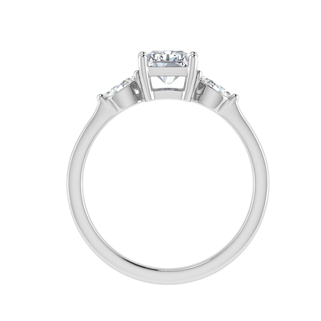 Galaxia Radiant 3 Stone Solitaire Moissanite Engagement Ring White Gold