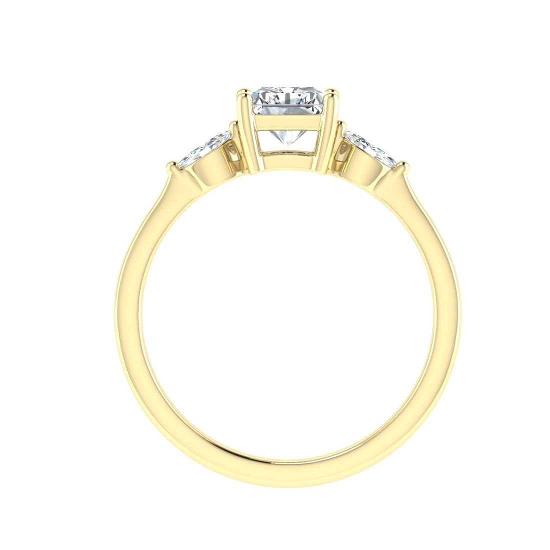 Galaxia Radiant 3 Stone Solitaire Moissanite Engagement Ring Yellow Gold