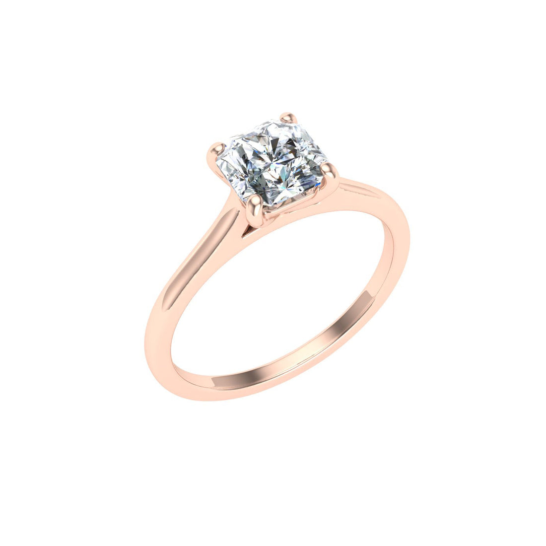 Galaxy Asscher Cut Solitaire Moissanite Engagement Ring Rose Gold