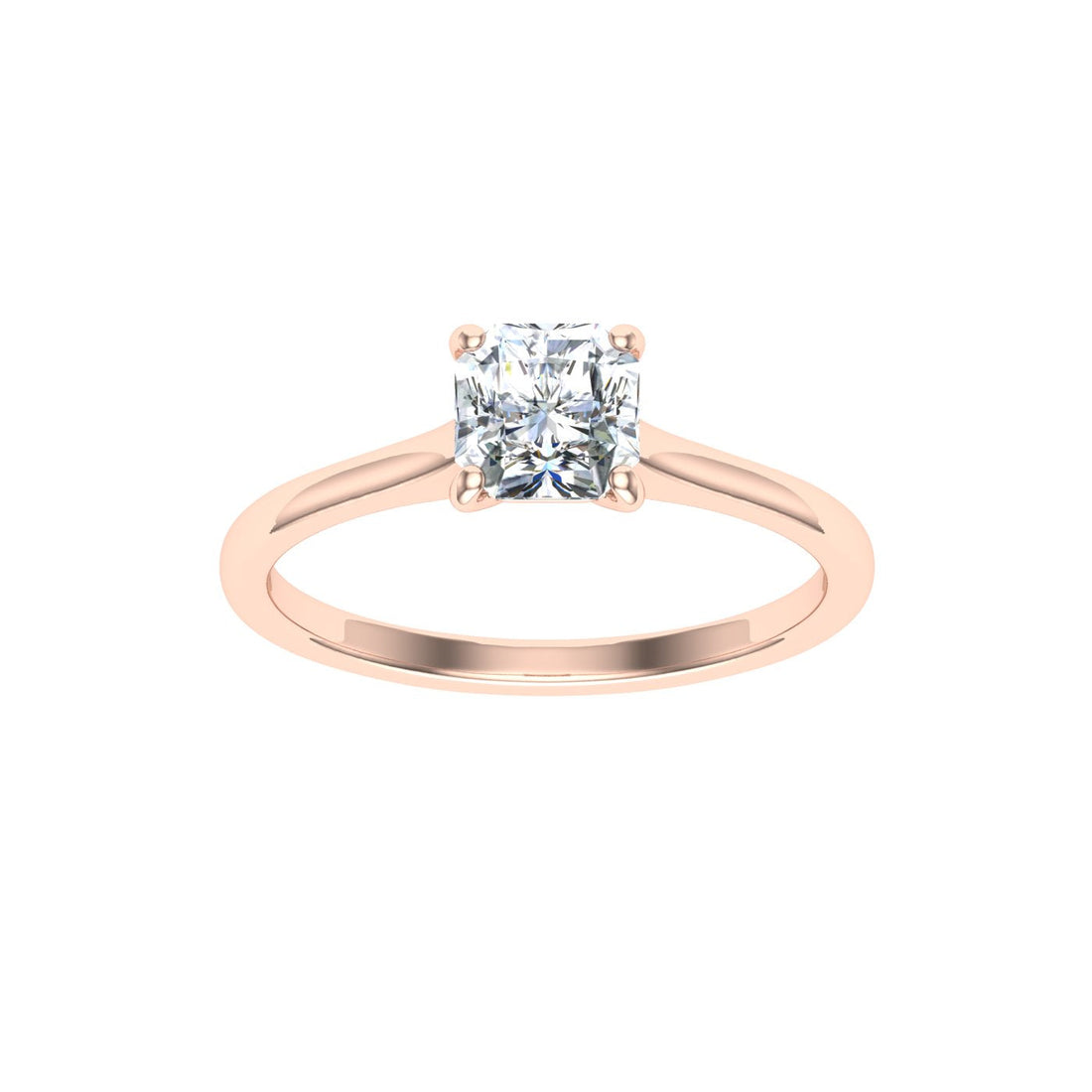 Galaxy Asscher Cut Solitaire Moissanite Engagement Ring Rose Gold