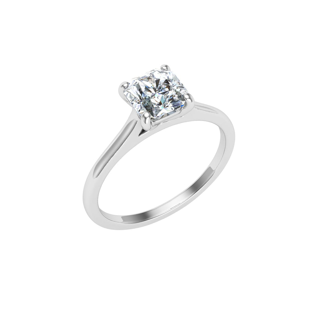 Galaxy Asscher Cut Solitaire Moissanite Engagement Ring White Gold