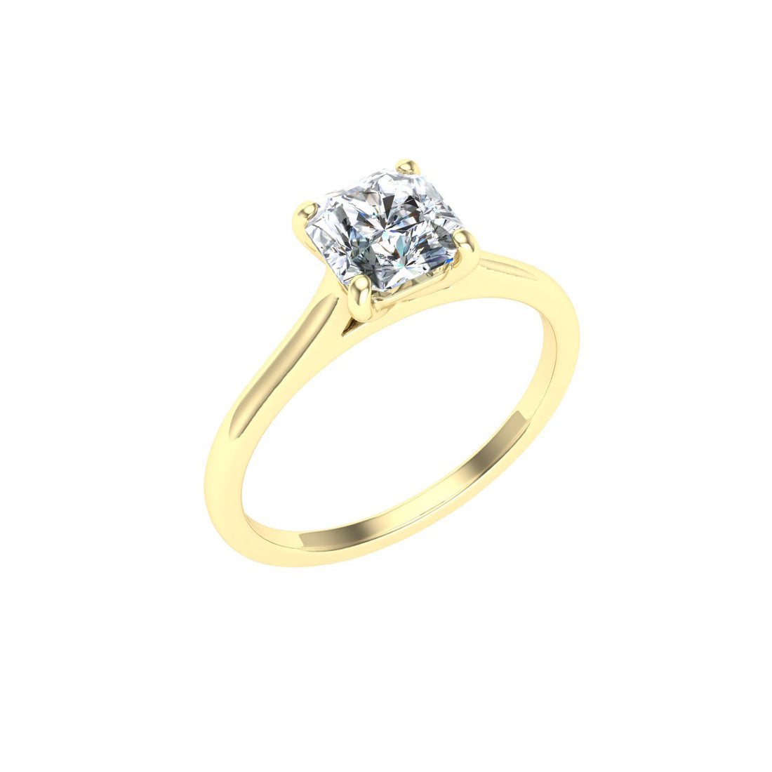 Galaxy Asscher Cut Solitaire Moissanite Engagement Ring Yellow Gold