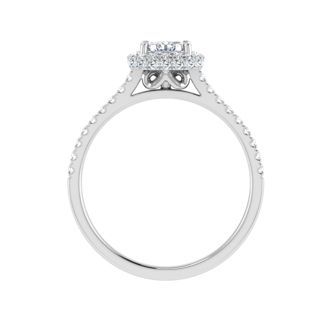 Galaxy Radiant Cut Halo Moissanite Engagement Ring White Gold