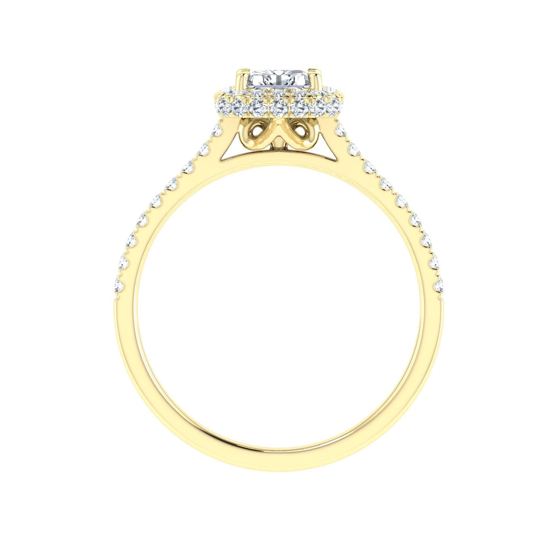 Galaxy Radiant Cut Halo Moissanite Engagement Ring Yellow Gold