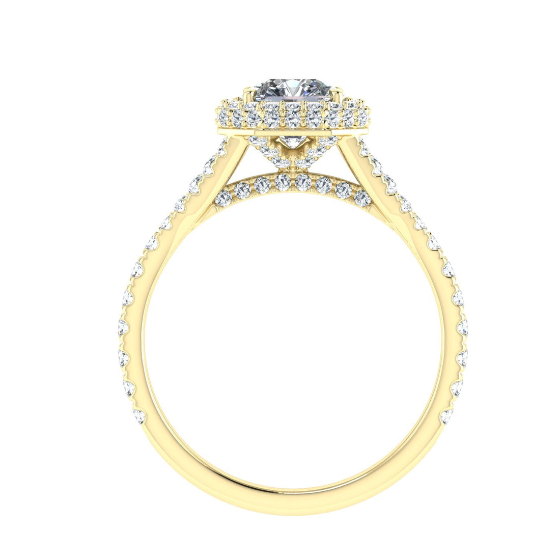 Gardenia Asscher Cut Side Stones Moissanite Engagement Ring Yellow Gold