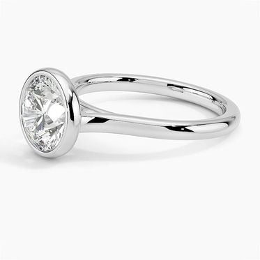 Garland Round Bezel Solitaire Moissanite Engagement Ring White Gold