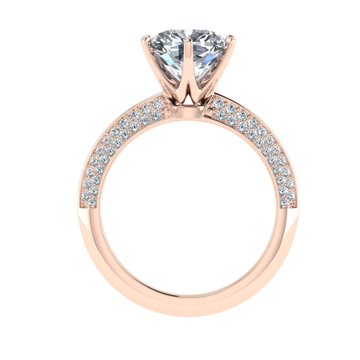 Gaze Cushion Cut Knife Edge Band Moissanite Engagement Ring Rose Gold