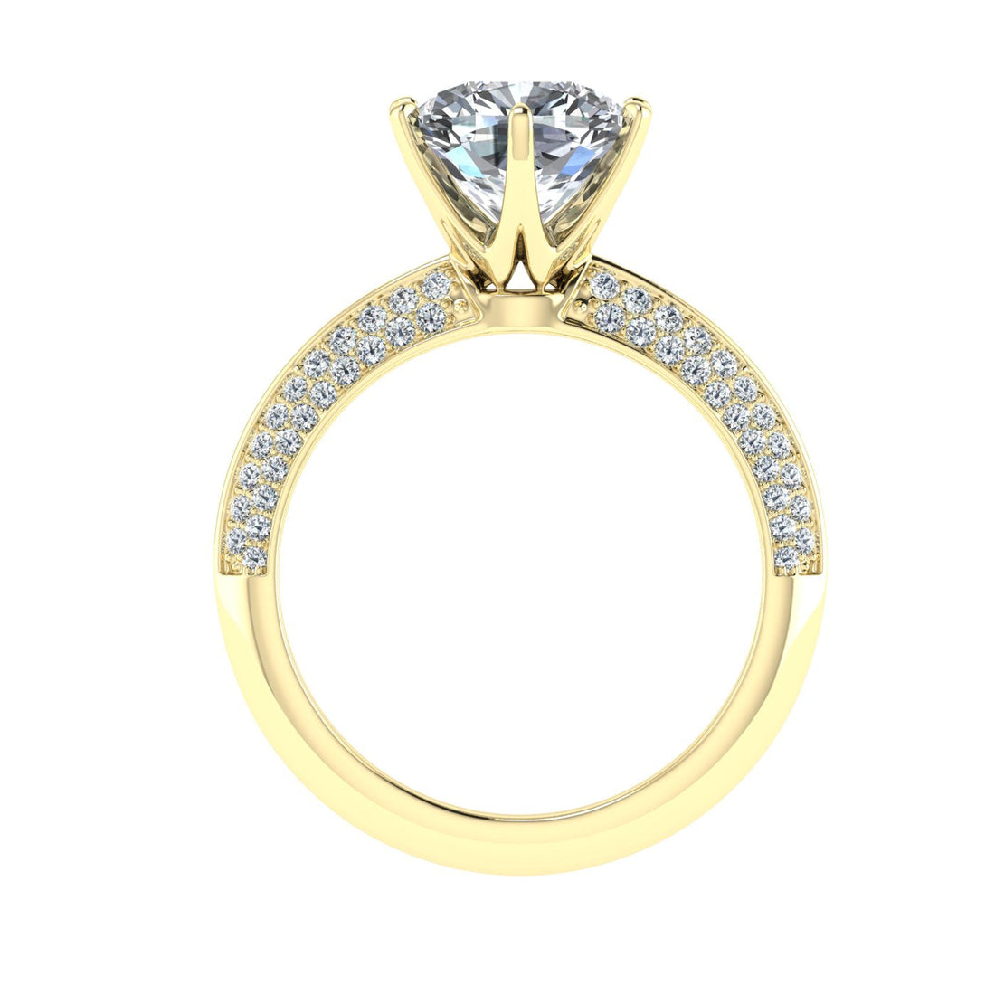 Gaze Cushion Cut Knife Edge Band Moissanite Engagement Ring Yellow Gold