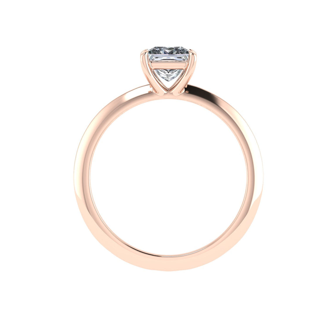 Gemstone Princess Cut Solitaire Moissanite Engagement Ring Rose Gold