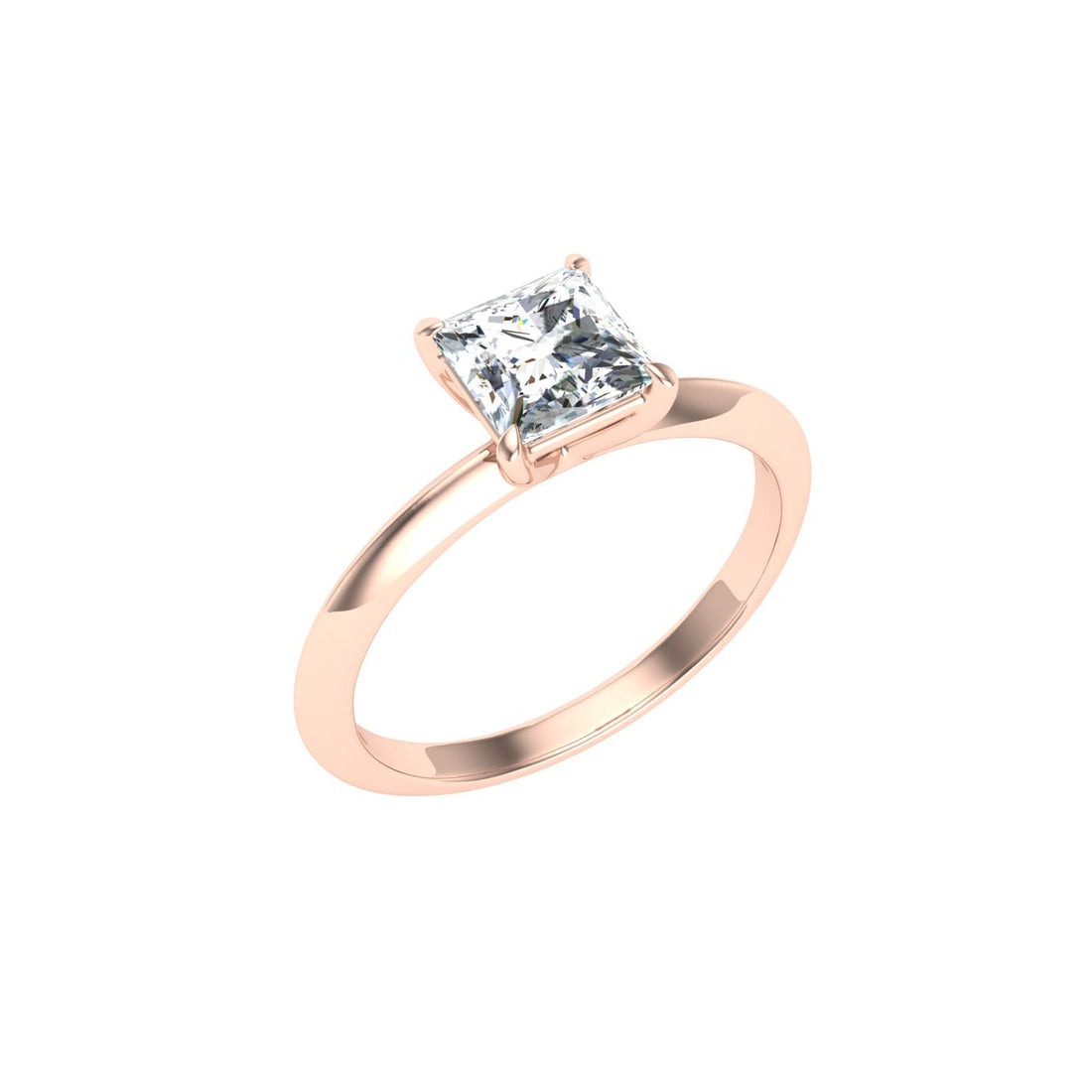 Gemstone Princess Cut Solitaire Moissanite Engagement Ring Rose Gold