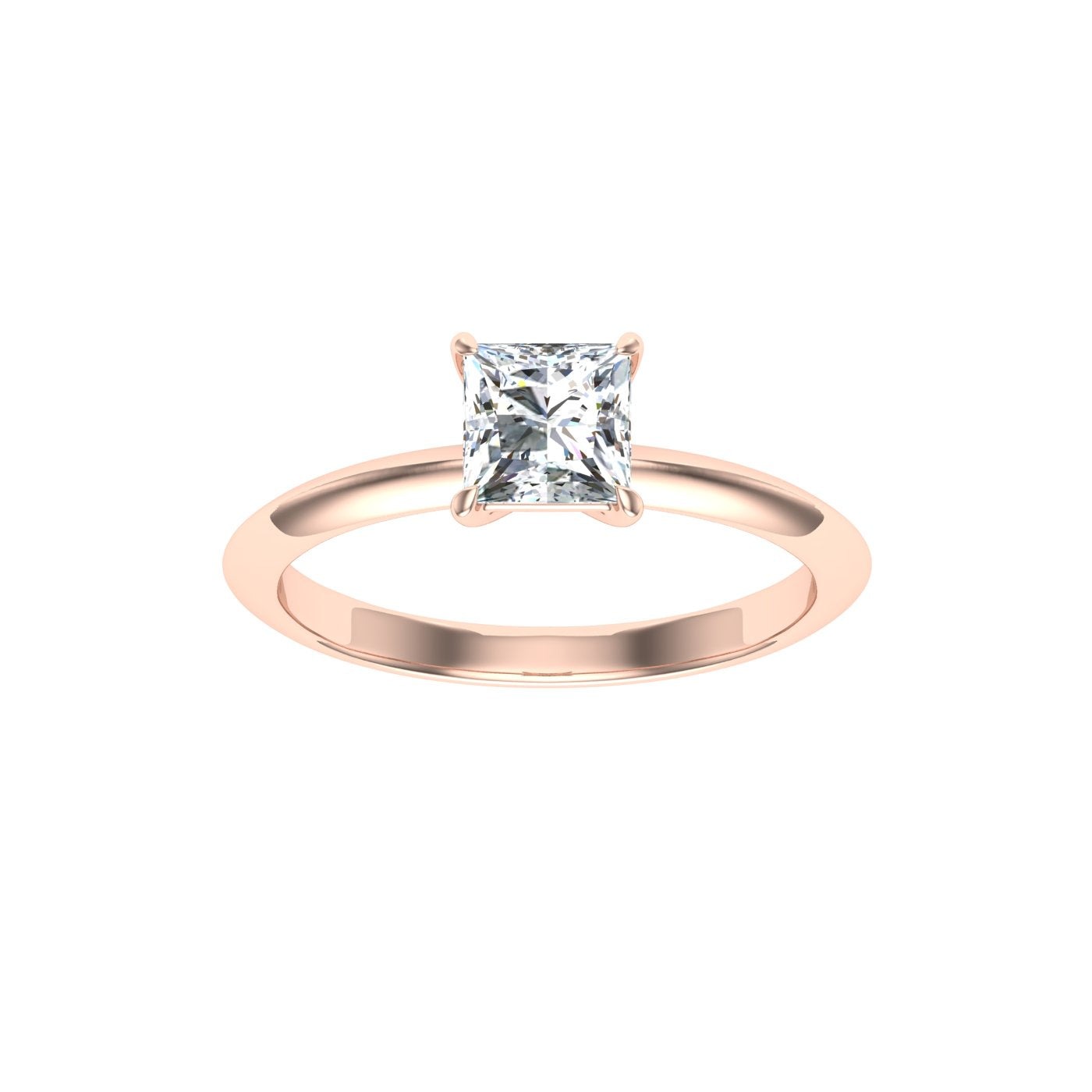 Gemstone Princess Cut Solitaire Moissanite Engagement Ring Rose Gold