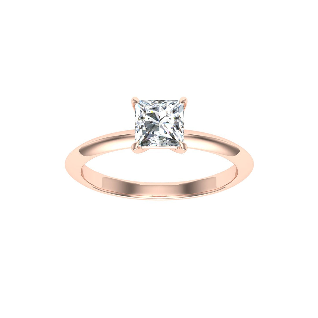 Gemstone Princess Cut Solitaire Moissanite Engagement Ring Rose Gold