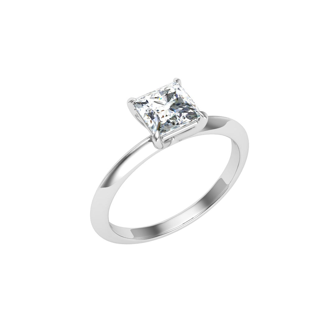 Gemstone Princess Cut Solitaire Moissanite Engagement Ring White Gold