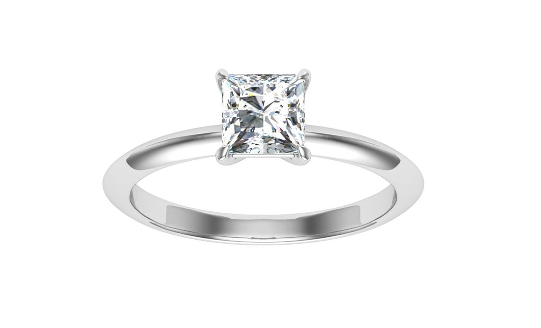 Gemstone Princess Cut Solitaire Moissanite Engagement Ring White Gold