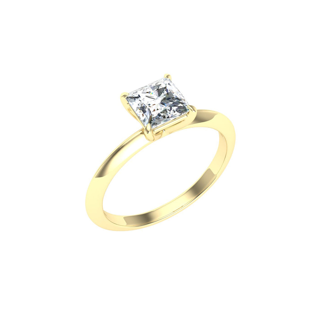 Gemstone Princess Cut Solitaire Moissanite Engagement Ring Yellow Gold