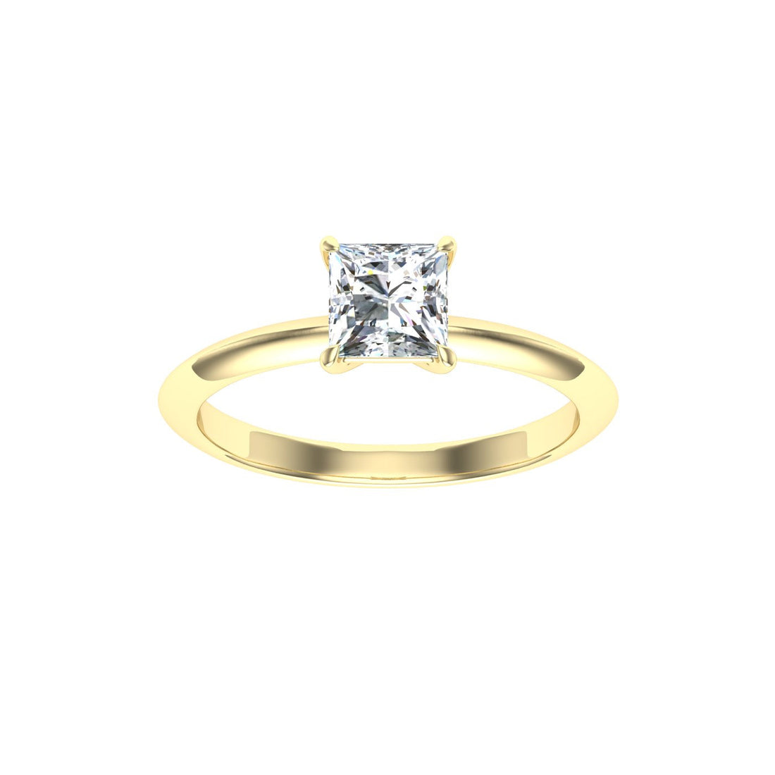 Gemstone Princess Cut Solitaire Moissanite Engagement Ring Yellow Gold