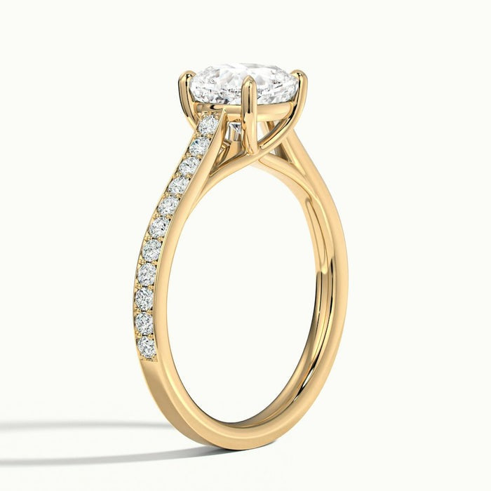 Gilded Cushion Temple Pavé Moissanite Engagement Ring