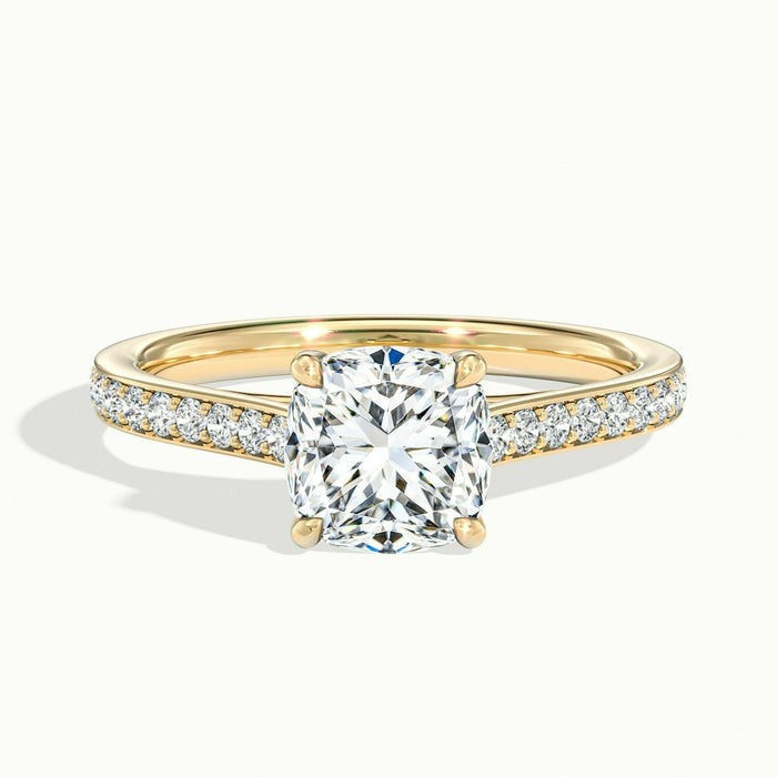 Gilded Cushion Temple Pavé Moissanite Engagement Ring