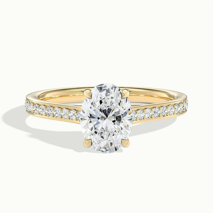 Gilded Oval Temple Pavé Moissanite Engagement Ring