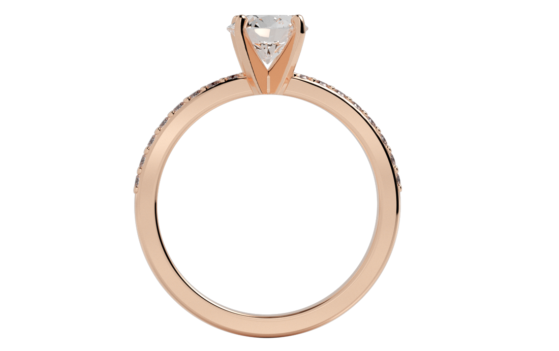 Glamour Round Pave Moissanite Engagement Ring Rose Gold