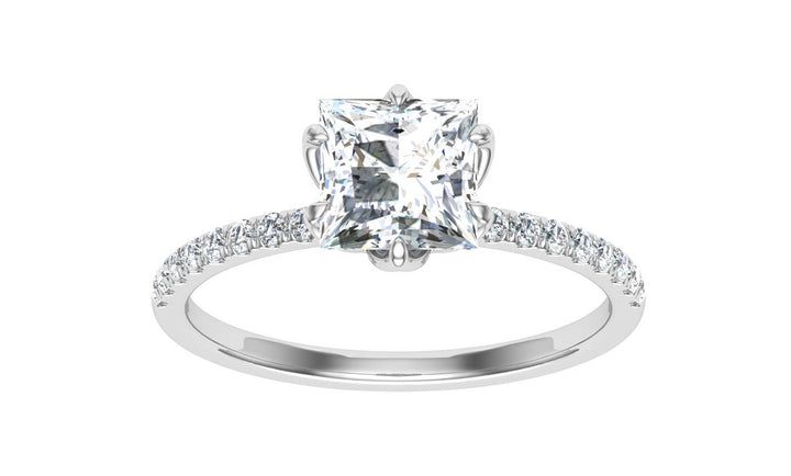 Gleam Princess Cut Scalloped Moissanite Engagement Ring White Gold