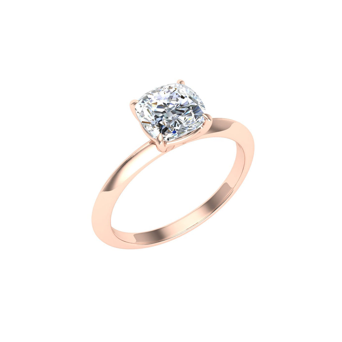 Gleaming Cushion Cut Solitaire Moissanite Engagement Ring Rose Gold