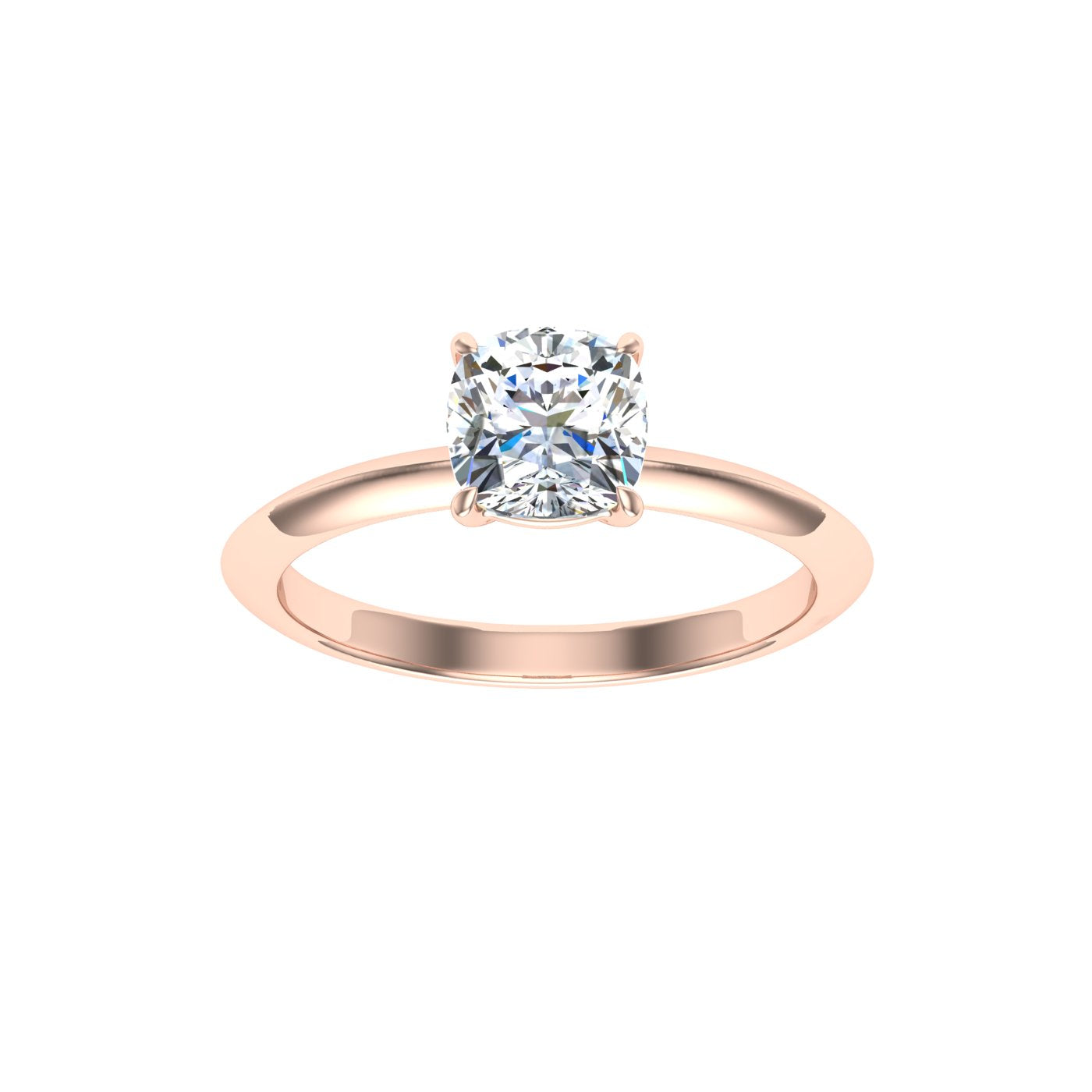 Gleaming Cushion Cut Solitaire Moissanite Engagement Ring Rose Gold