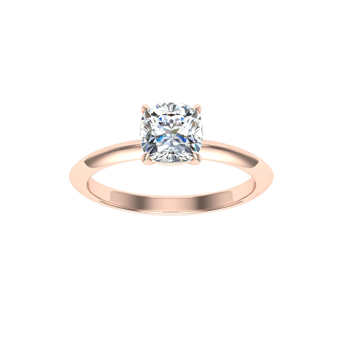 Gleaming Cushion Cut Solitaire Moissanite Engagement Ring Rose Gold