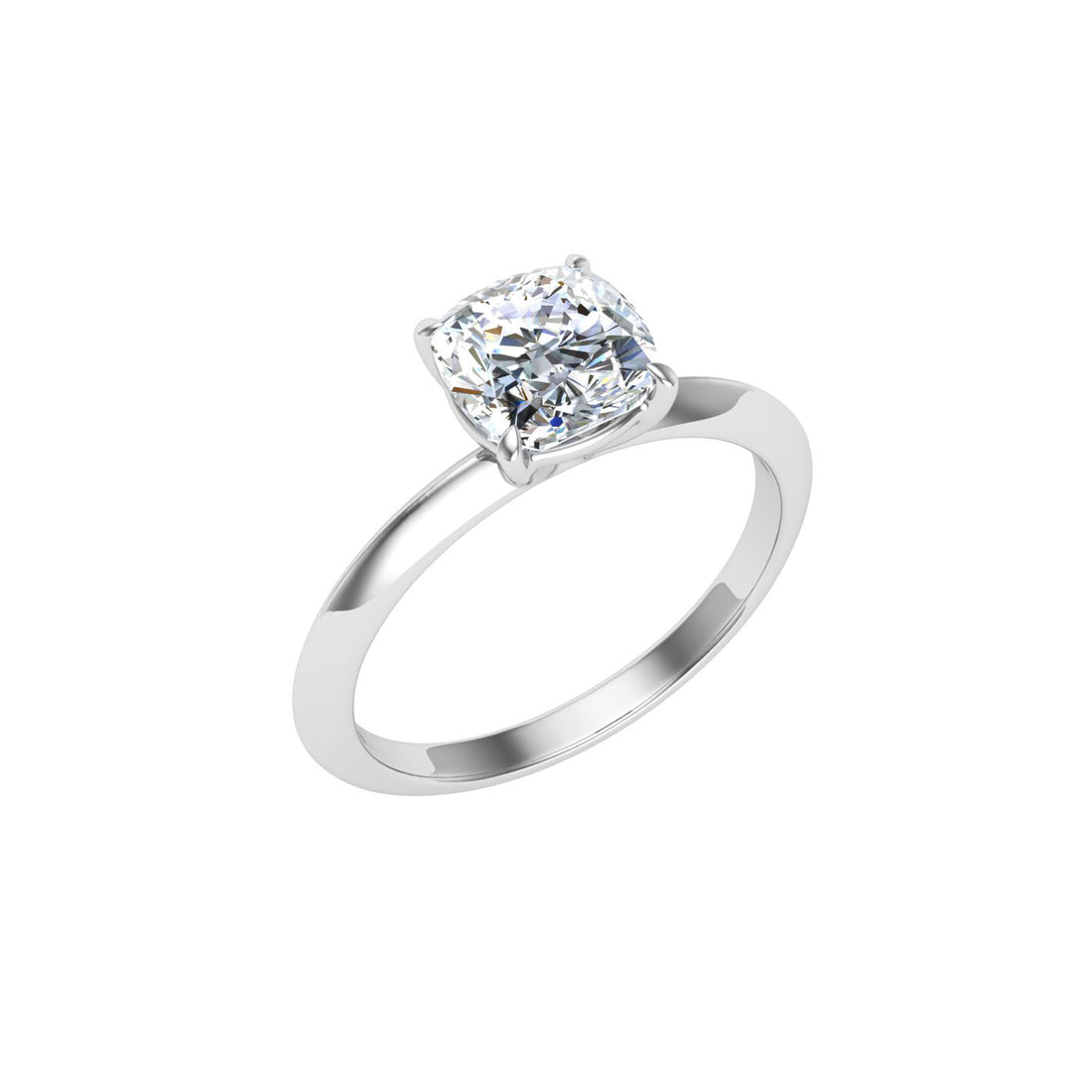 Gleaming Cushion Cut Solitaire Moissanite Engagement Ring White Gold