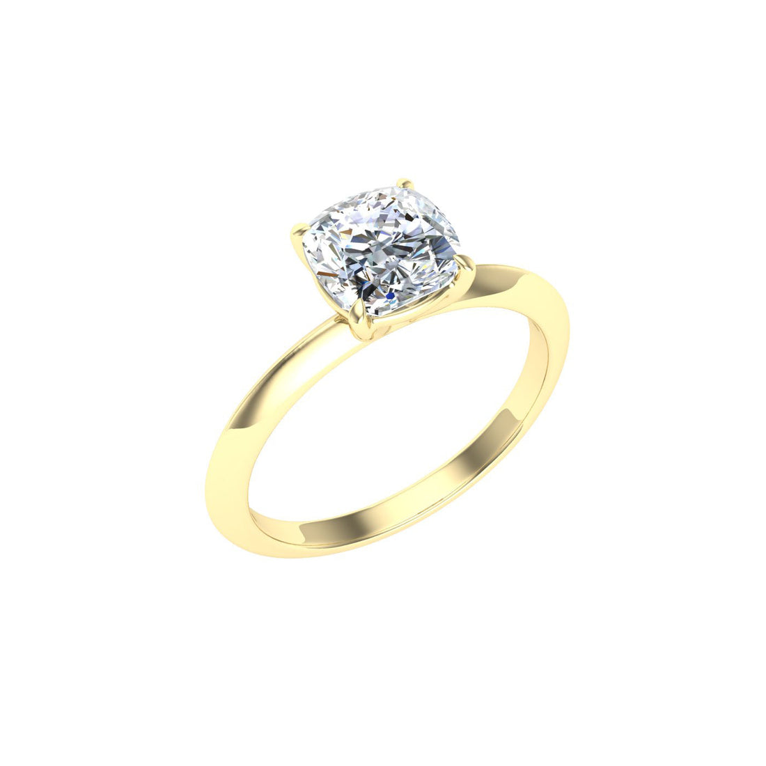 Gleaming Cushion Cut Solitaire Moissanite Engagement Ring Yellow Gold