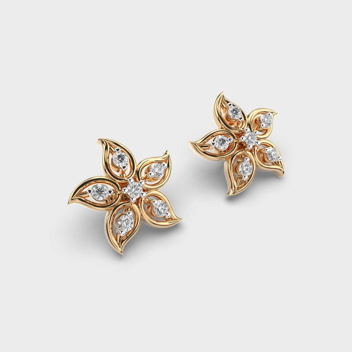 Gleaming Petals Stud Lab Diamond Earrings