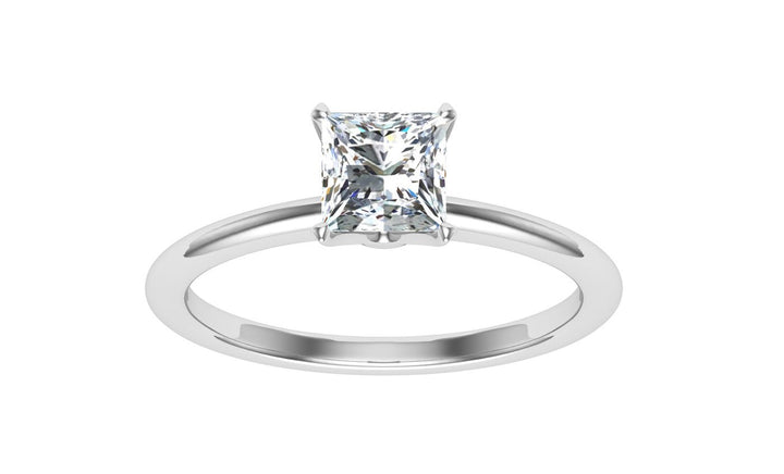 Glimmering Princess Cut Solitaire Moissanite Engagement Ring White Gold