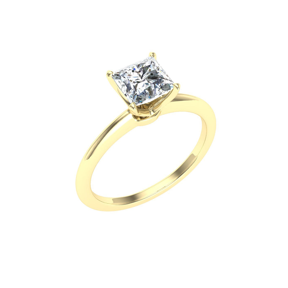 Glimmering Princess Cut Solitaire Moissanite Engagement Ring Yellow Gold