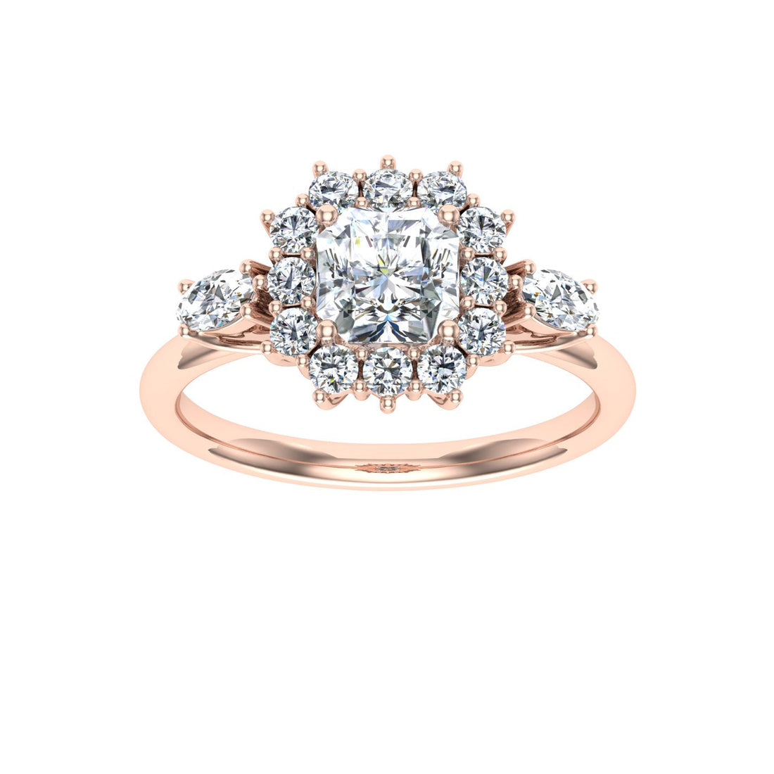 Glimpse Asscher Cut Halo Moissanite Engagement Ring Rose Gold